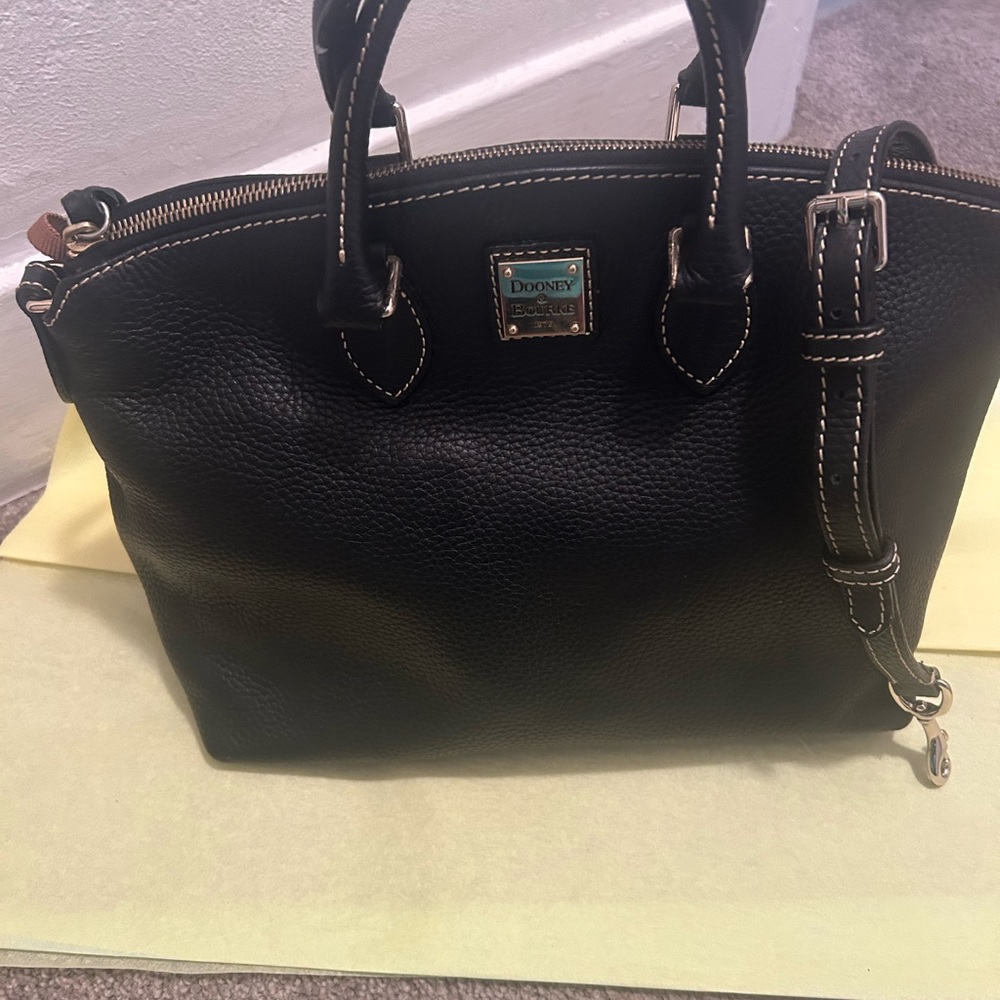 Dooney & Bourke Black Pebbled Leather Satchel, very nice preloved condition